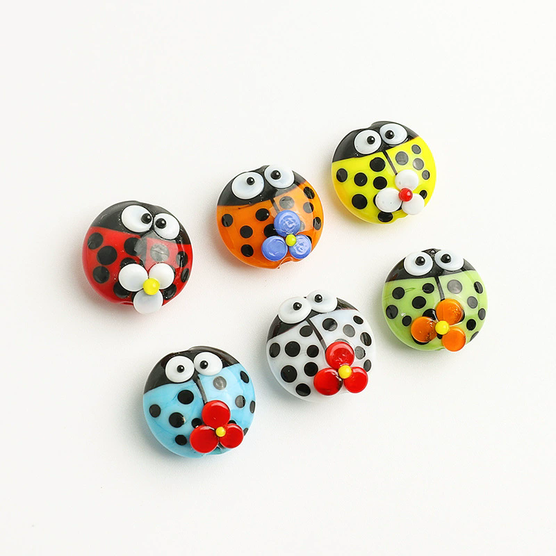 Snake Plant Ceramic - 5pcs 13x13mm Cute Ladybug Glass Beads