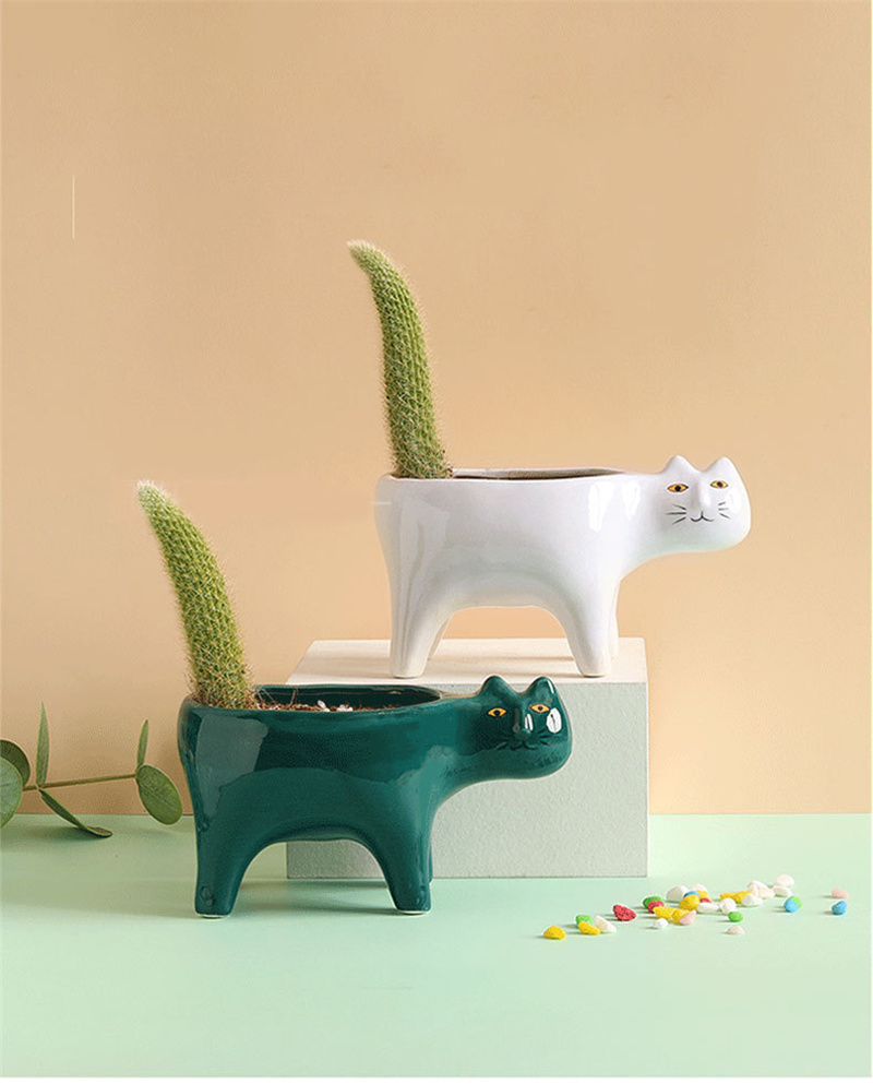 Snake Plant Ceramic - Cute Cat Ceramic Garden Flower Pot