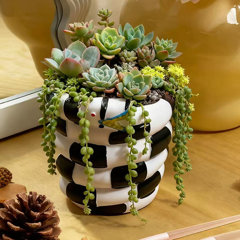 1 Piece Black and White Snake- - Snake Plant Ceramic 评论和价格