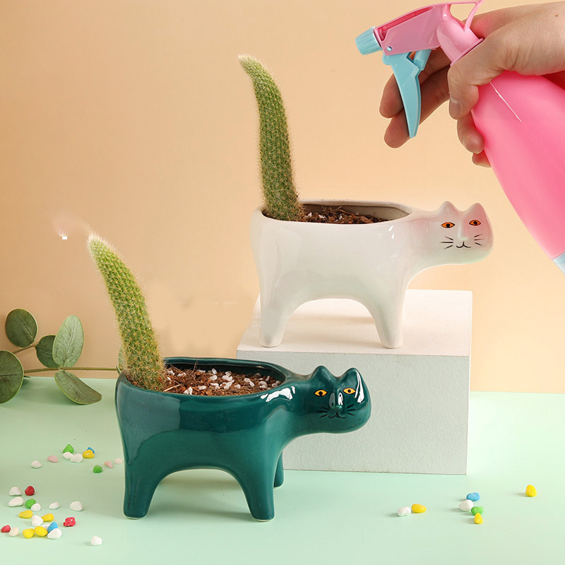 Cute Cat Ceramic Garden Flower - Snake Plant Ceramic 评论和价格