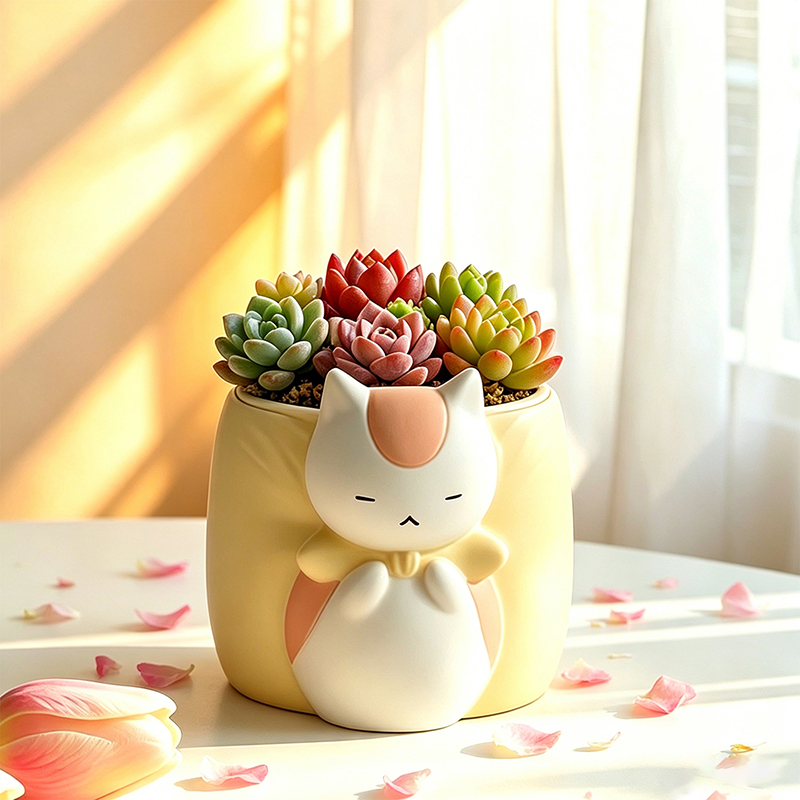 Sleepy Chubby Cat Resin Succul - Snake Plant Ceramic 评论和价格