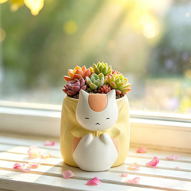 Sleepy Chubby Cat Resin Succul - Snake Plant Ceramic 评论和价格